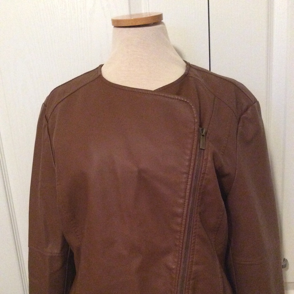 Faux Leather Jacket by JW Style, XL